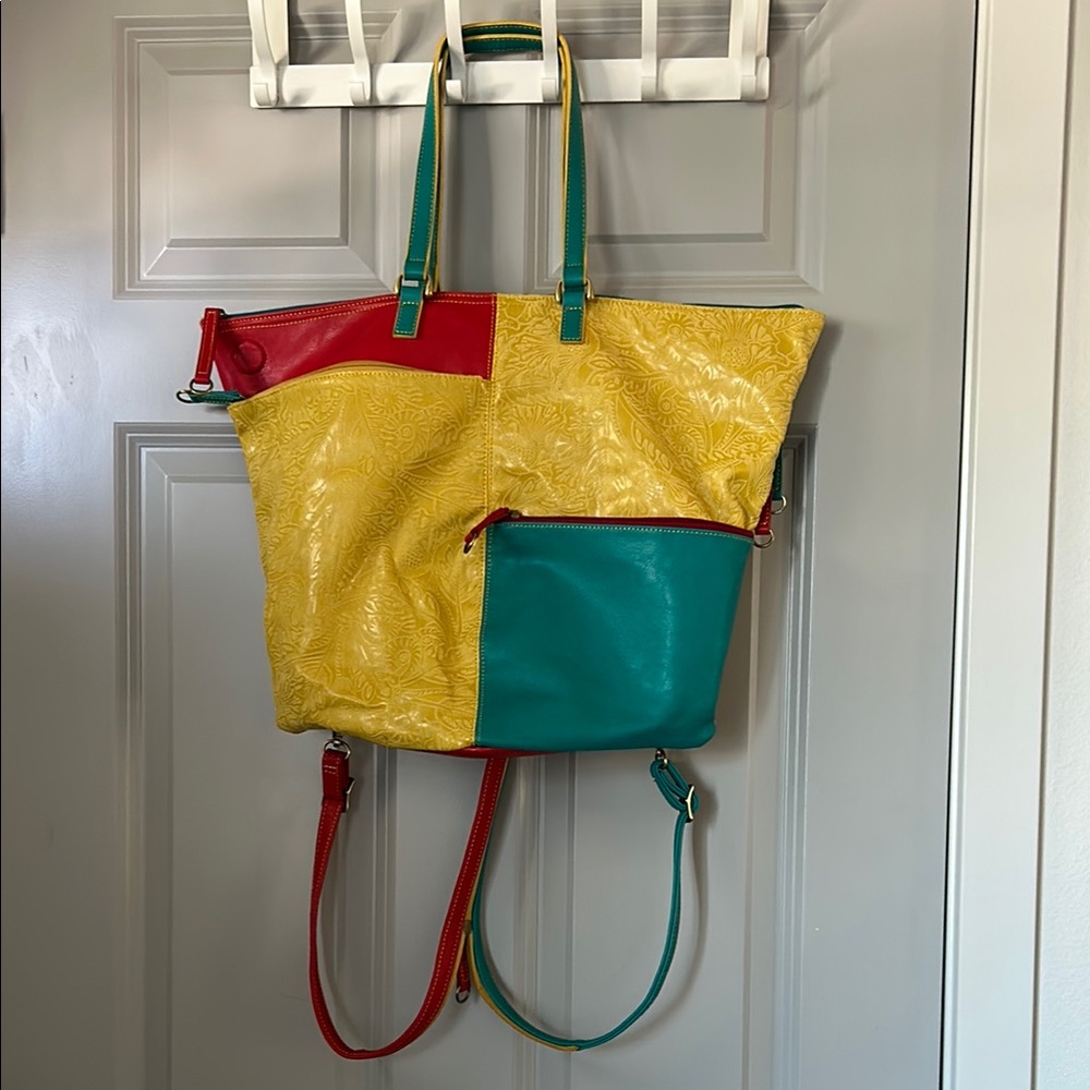 Unique Cirque Du Soleil Joanel Backpack/Tote Purse Colorful Patchwork